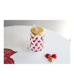 Vaso Con Tapa Bambú Corazones Love&home