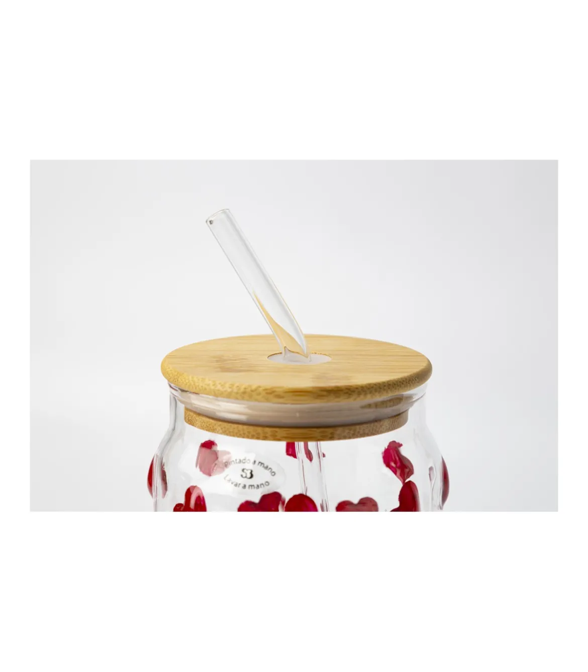 Vaso Con Tapa Bambú Corazones Love&home