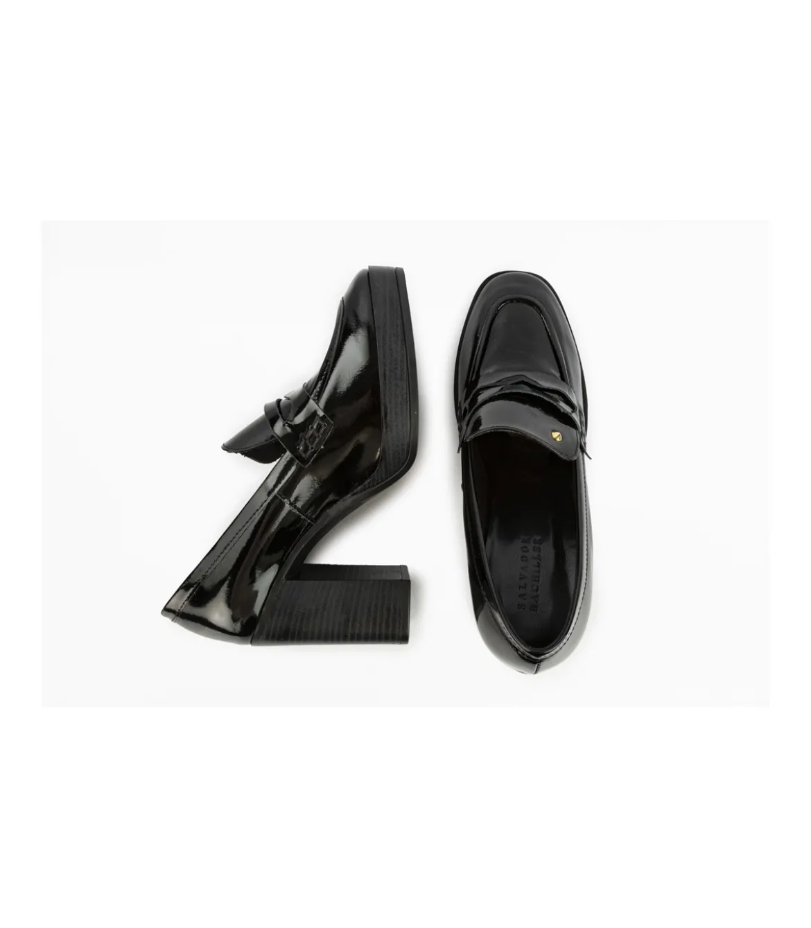 Zapato Mocasin Con Tacon Charol Mauve