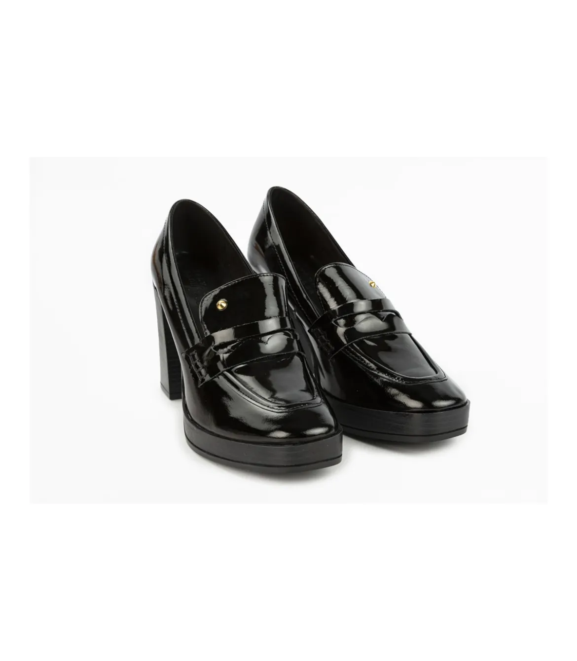 Zapato Mocasin Con Tacon Charol Mauve