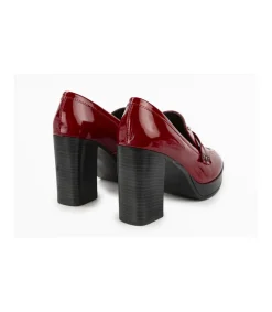 Zapato Mocasin Con Tacon Charol Mauve